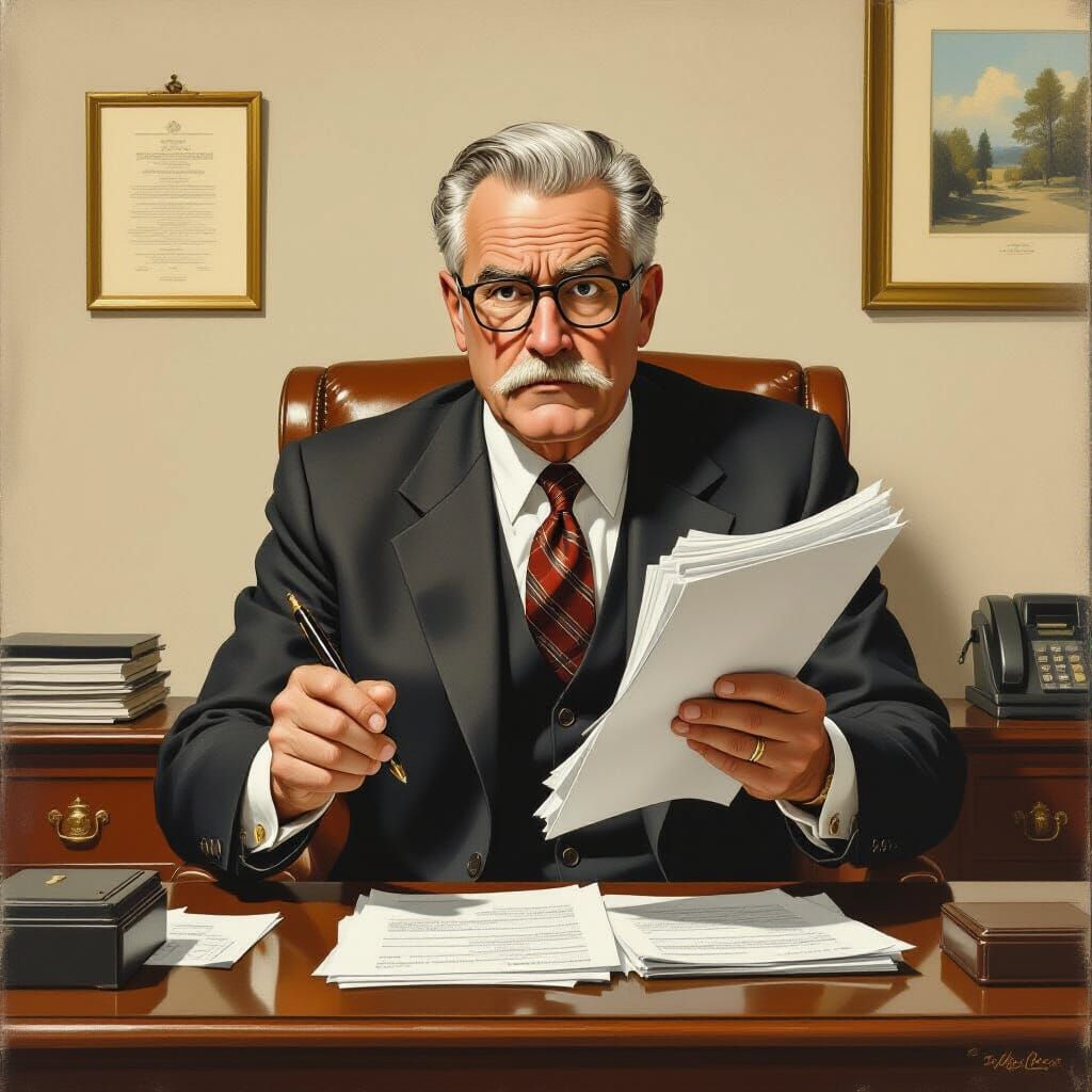 Retiree's Rush: An American Realism Scene