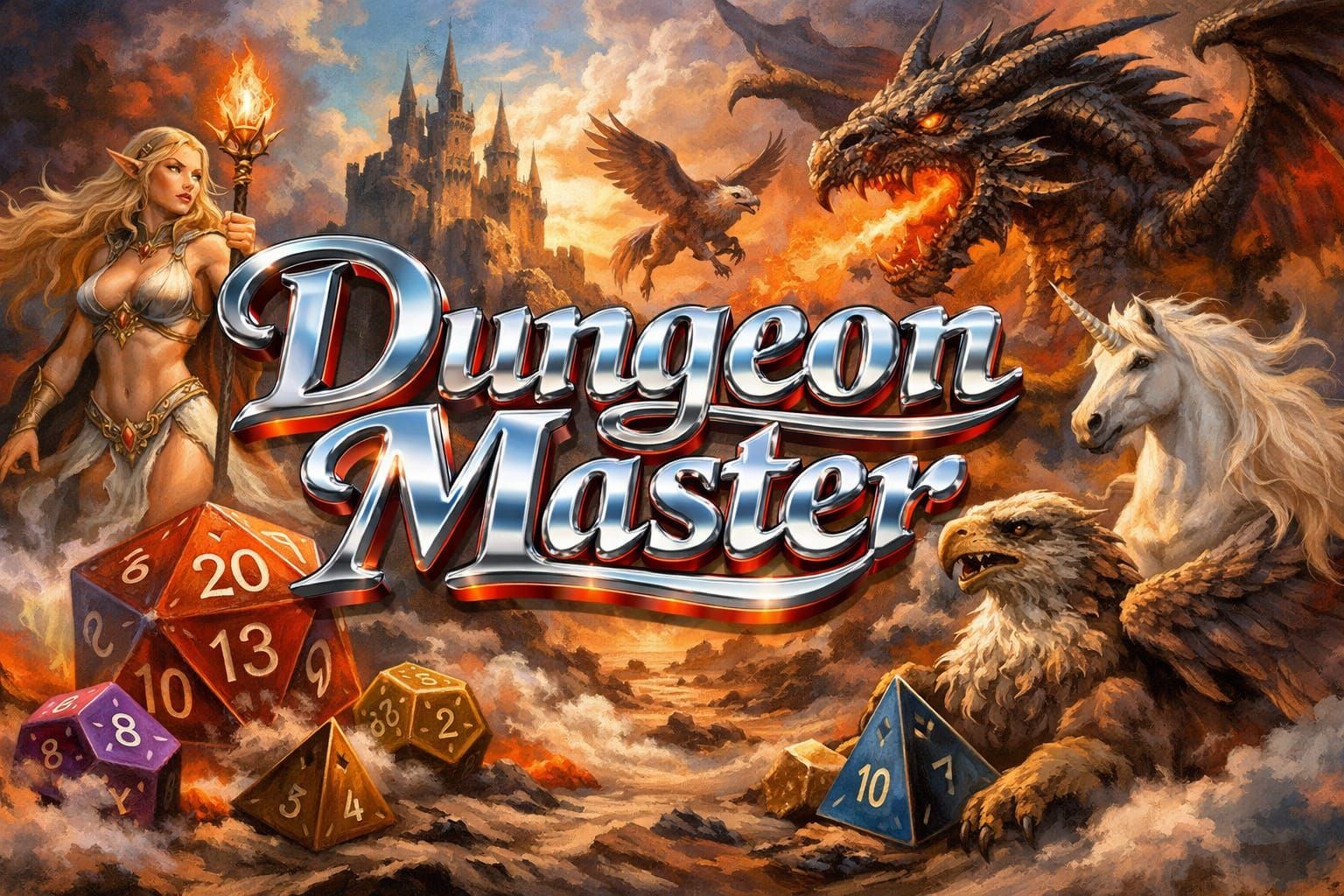 Dungeon Master Chrome Text Fantasy Art