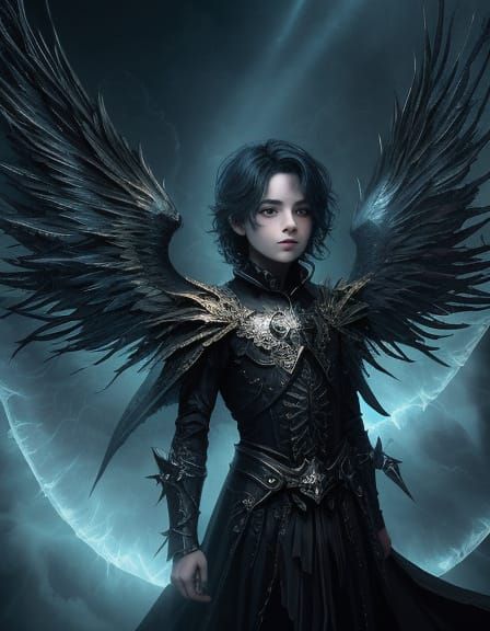 Bioluminescent Angel in Haunted House, Gothic Art