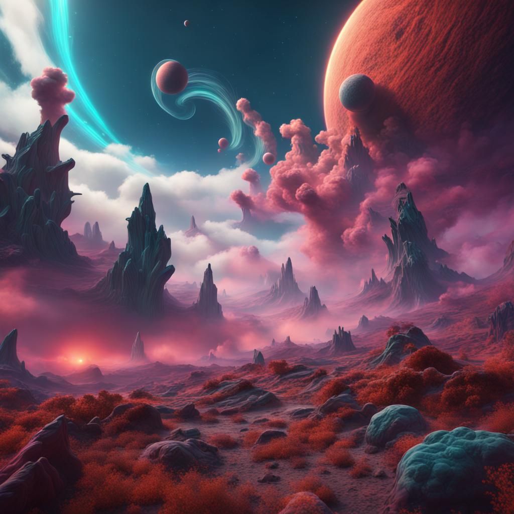 Cosmic Smoke Drifting Over Alien Planet