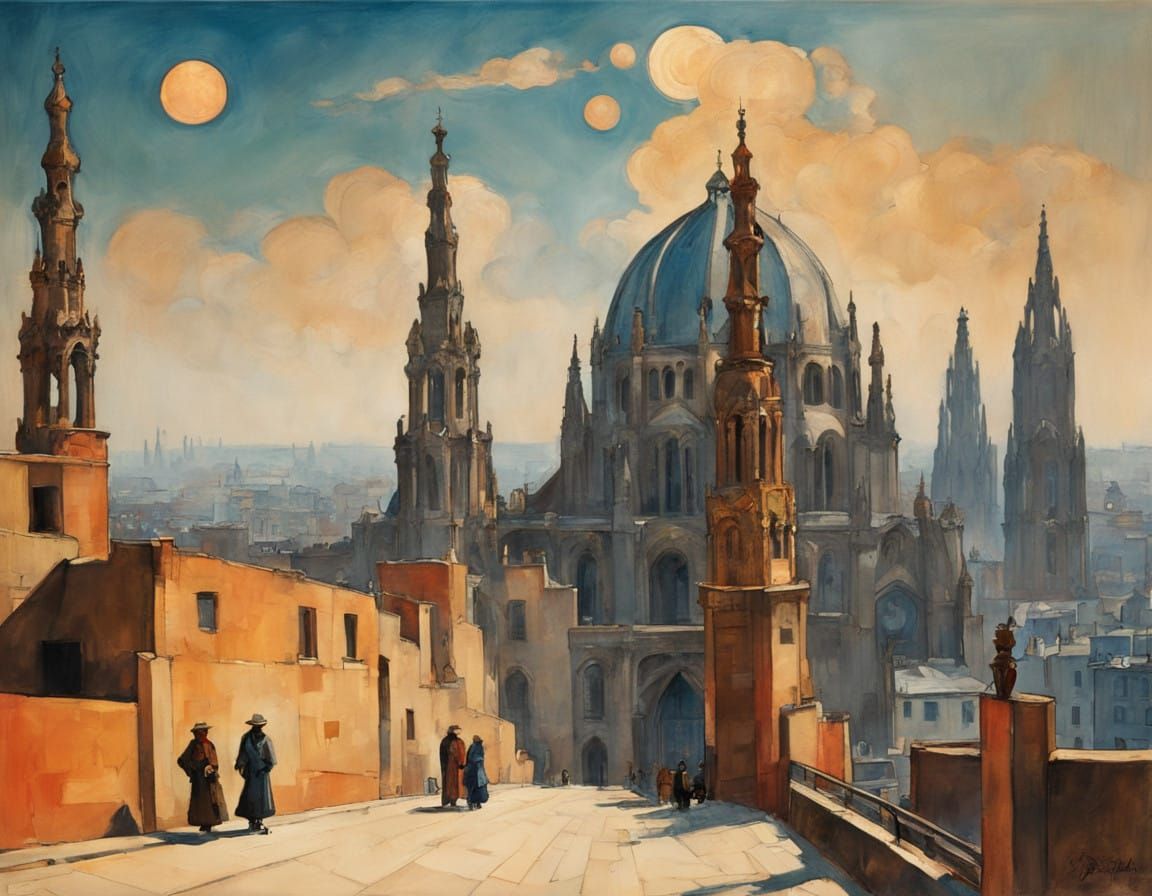 Ethereal Cityscapes in Modern Watercolor