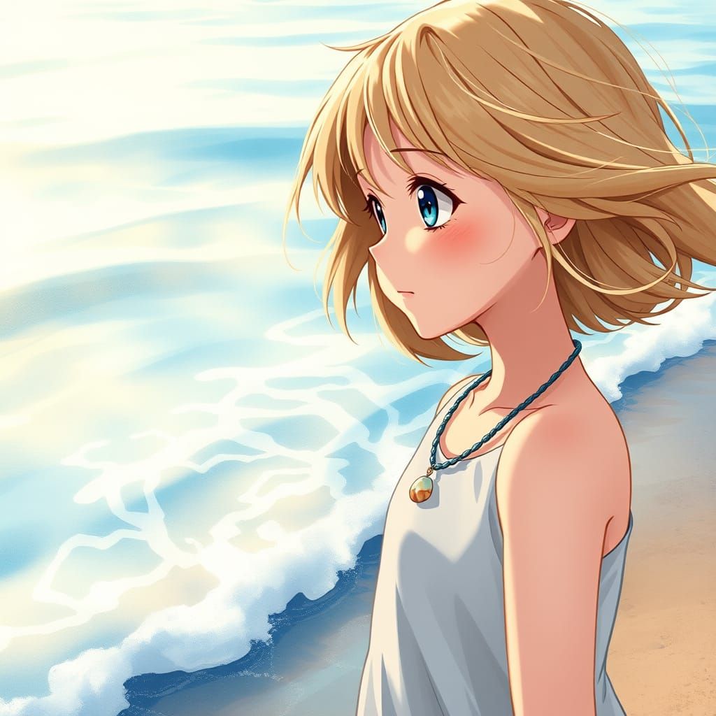 Girl on a Seaside Cliffs Edge, Whispering Waves