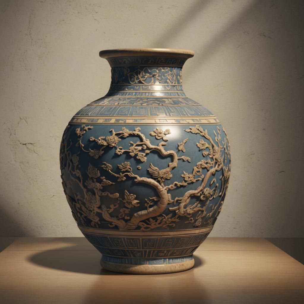 Ming Dynasty Vase in Museum: 3D Artstation Render