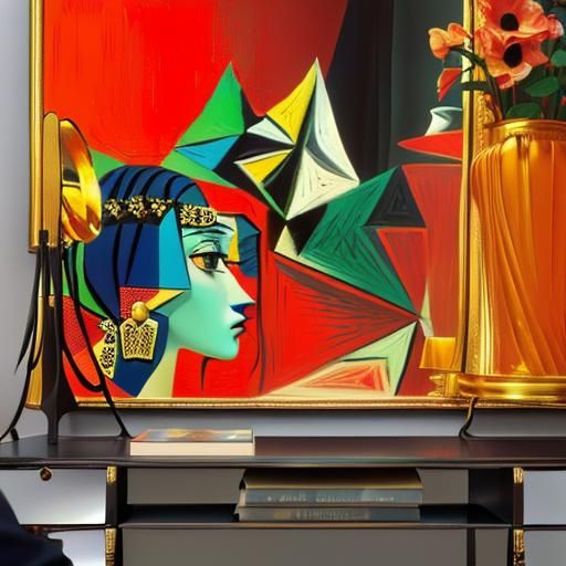 Cubist Girl Before a Mirror Artwork