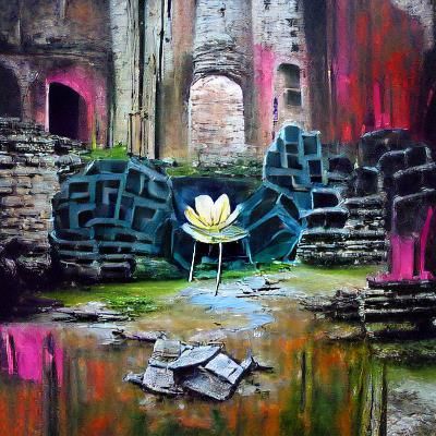 Lotus Blooms in Forgotten Ruins