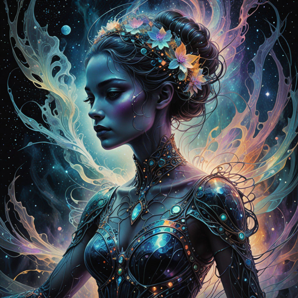 Ethereal Ballerina in Cosmic Mist