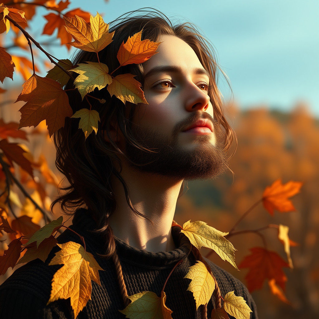 September Portrait by Rutkowski, Artgerm, and Mucha