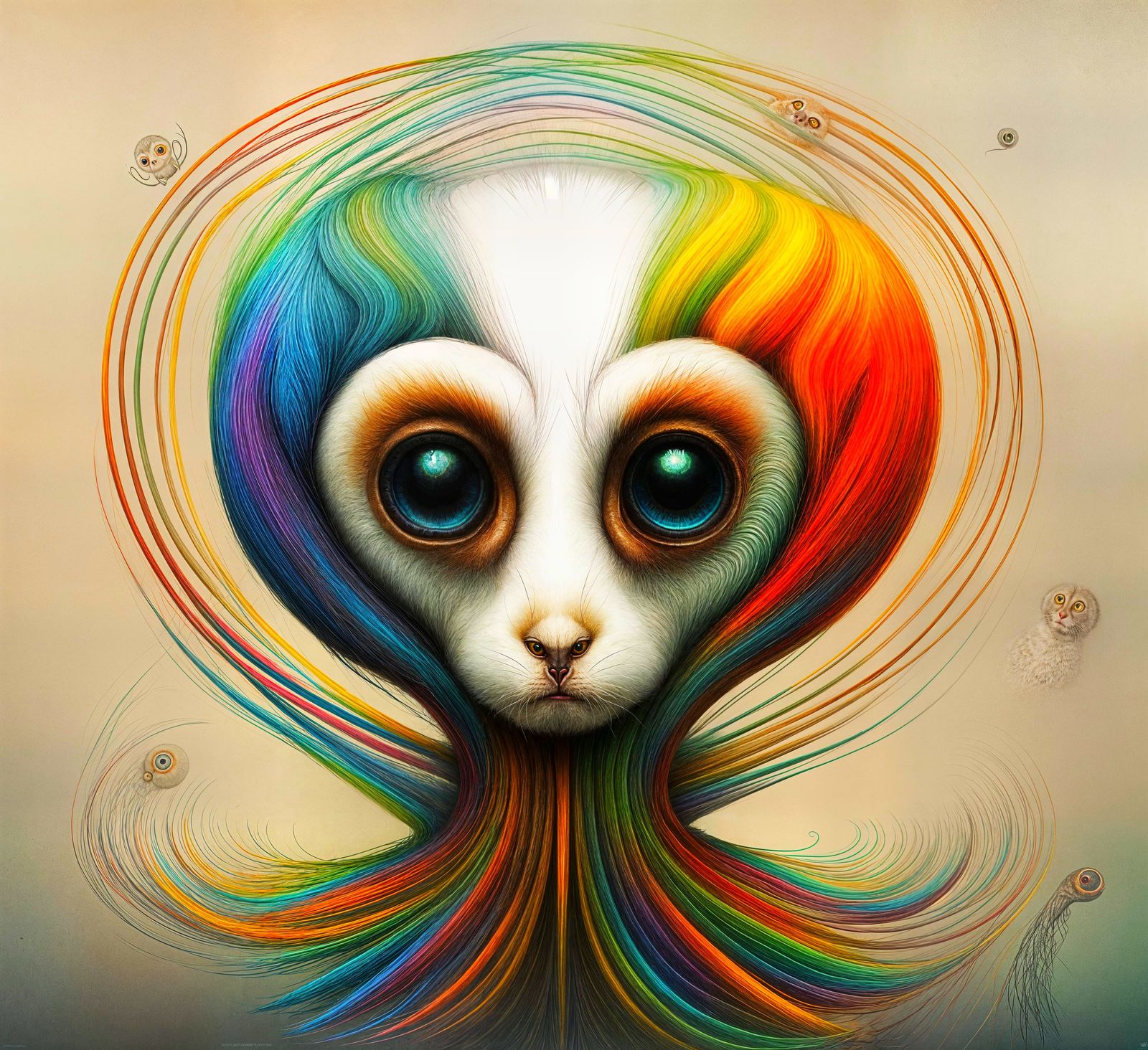 Rainbow Loris in Abstract Mixed Media Style