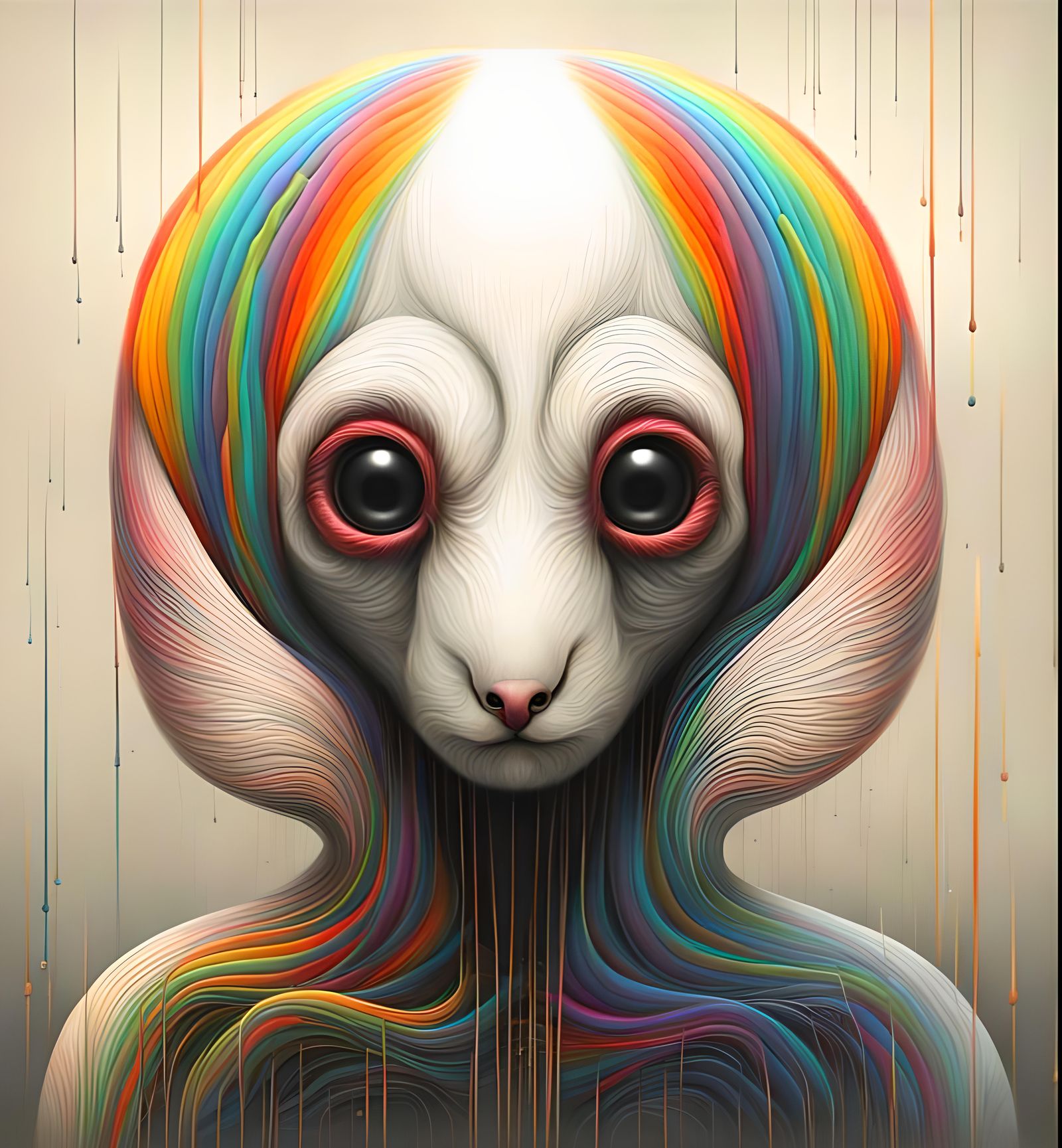 Rainbow Loris in Bold Abstract Mixed Media