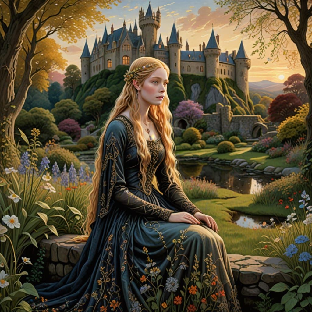 Galadriel has a good time at a lush, vibrant garden next to ...