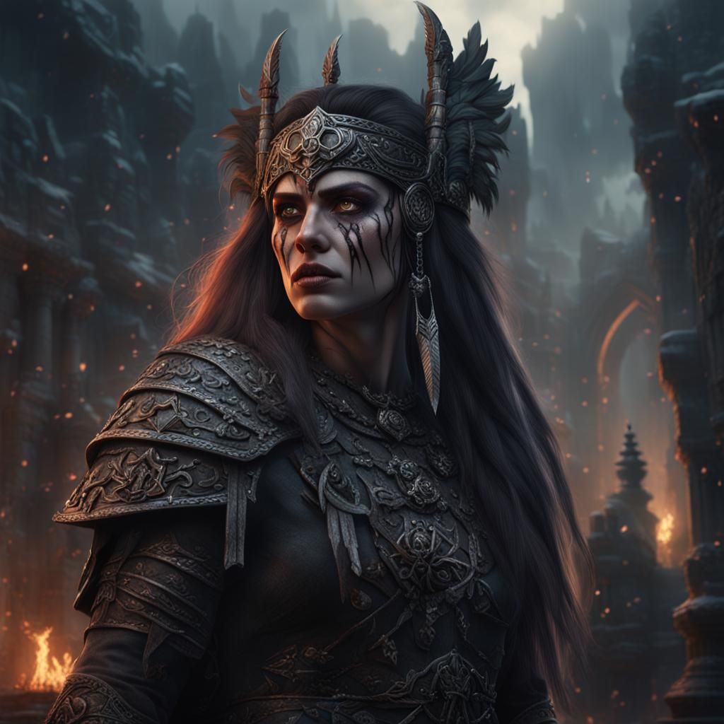 Epic Gothic Barbarian Woman: Digital Matte Painting