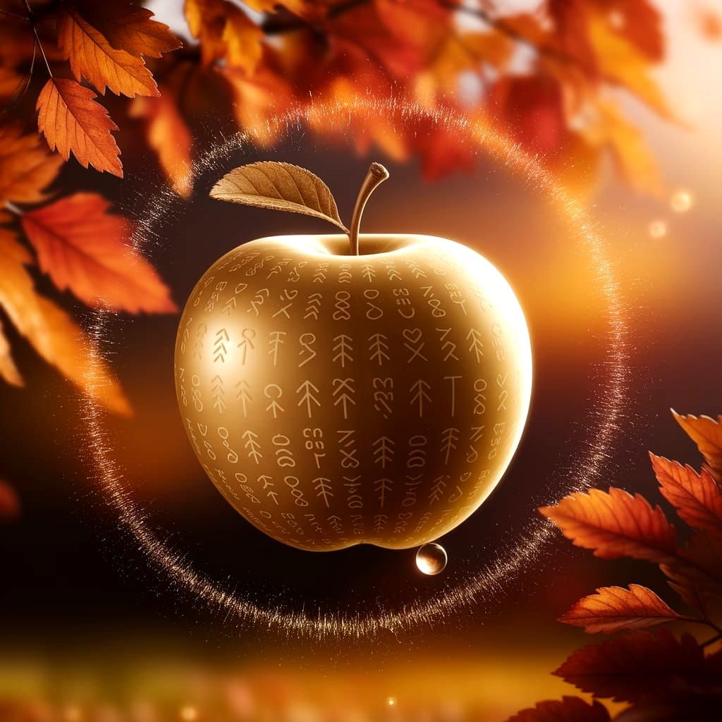 Enchanted Golden Apple in Autumn Sunlight