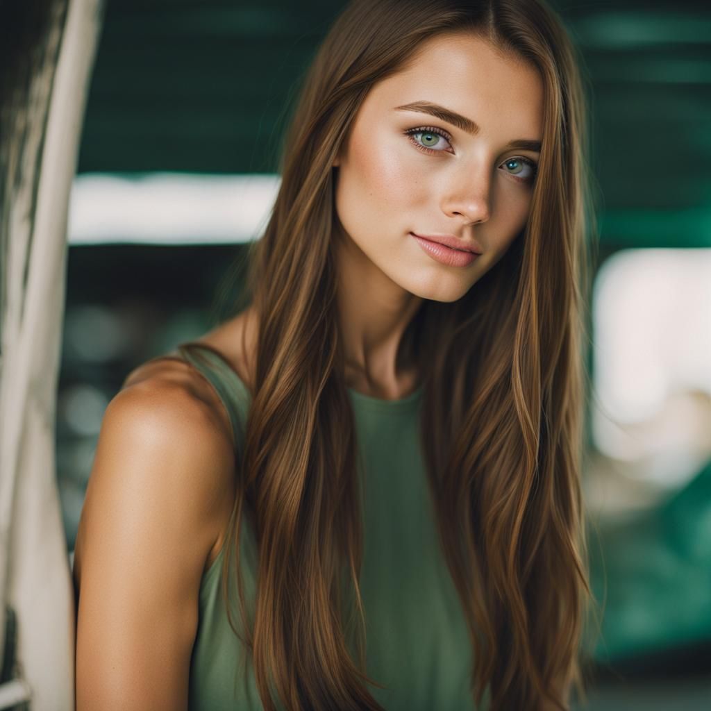 Portrait of a Pretty Teenage Girl with Freckles