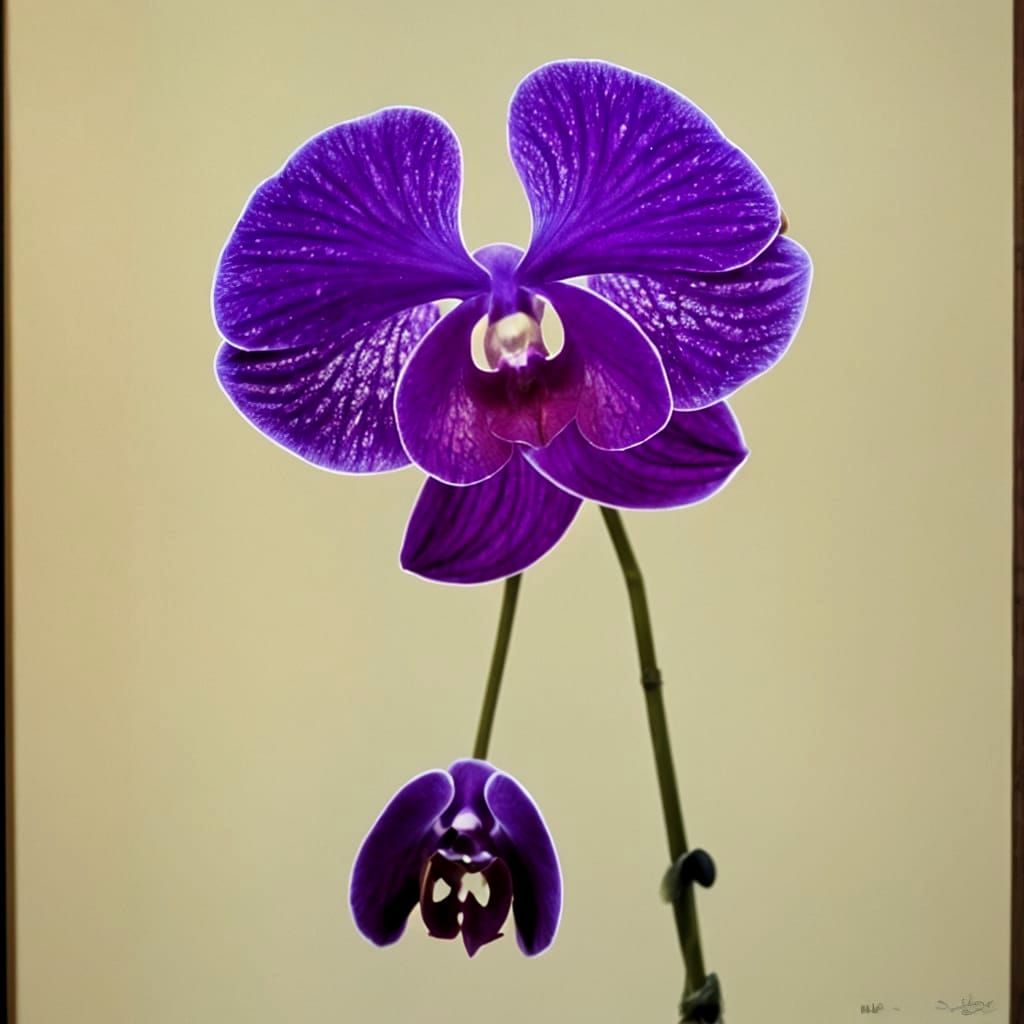 Orchid and Water Droplet: Photorealistic Digital Art