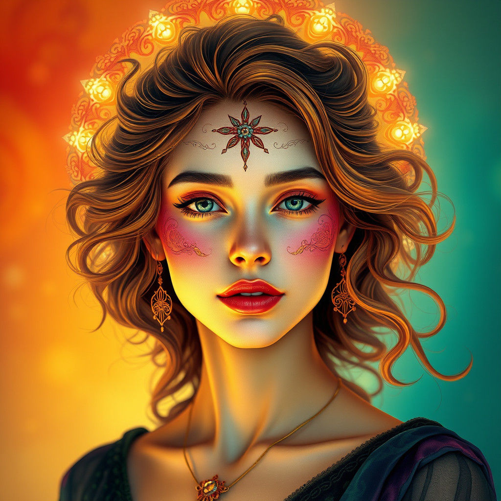 Ethereal Being Portrait in Art Nouveau Style