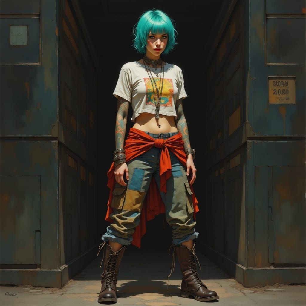 Cyberpunk Rebel Girl: Digital Painting in Gritty Style