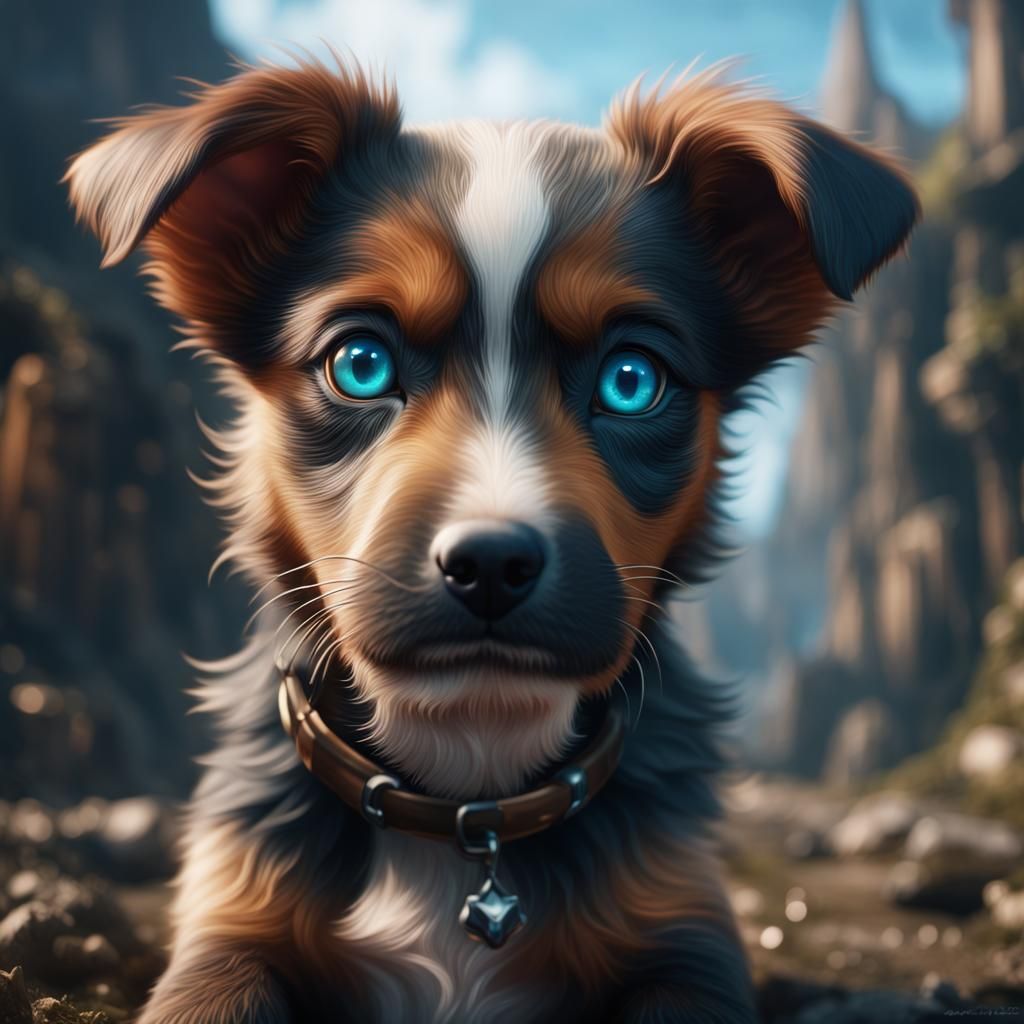 Detailed Matte Painting of Beautiful Puppy Eyes