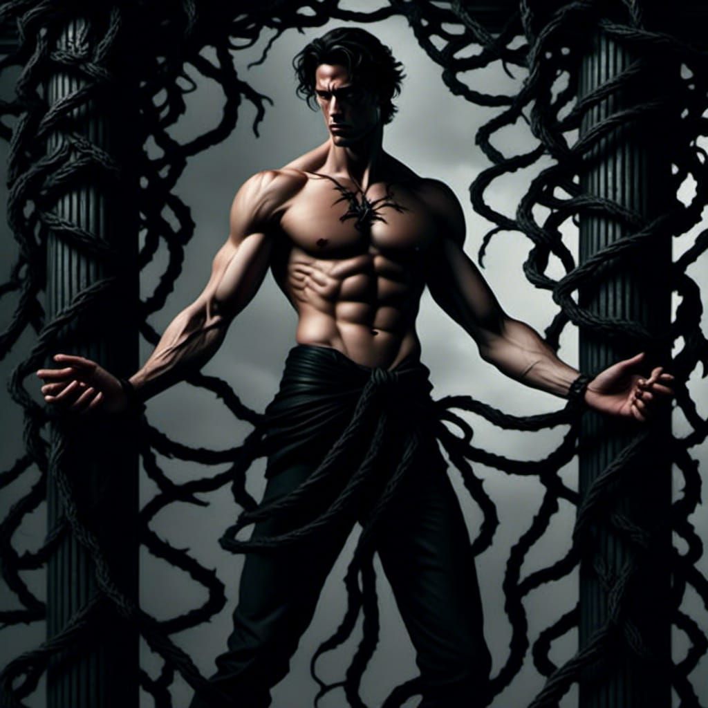 Hyperrealistic Hades Bound by Black Vines