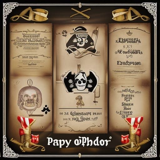 Pirate Themed 40th Birthday Invitation in Old English Style