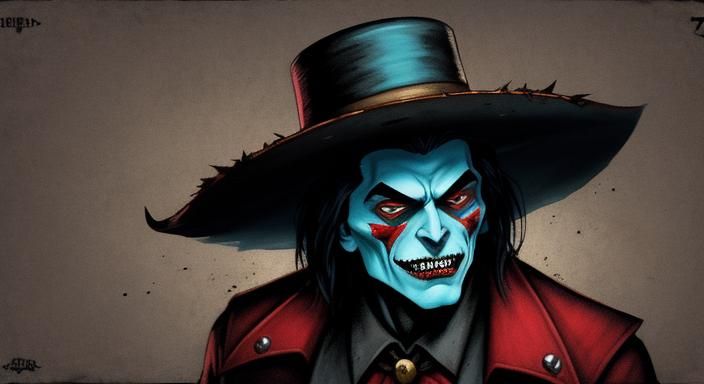 Cartoon Dracula in Sombrero: Detailed Comic Art