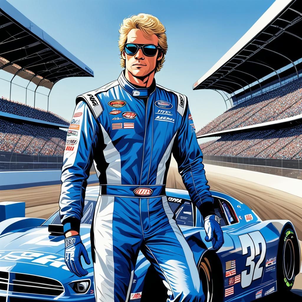 Race Car Driver in Comic Book Art Style