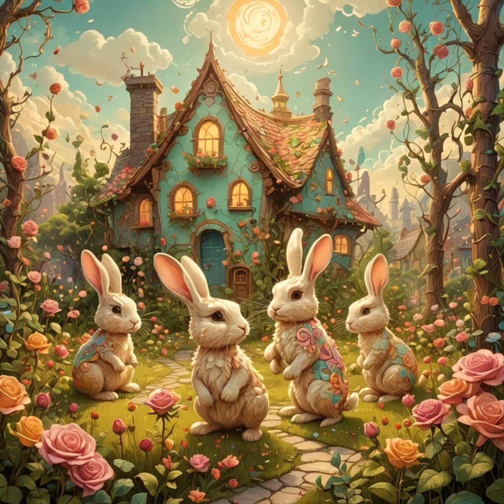 Pixar-Style Bunnies in Comic Book Art Wonderland
