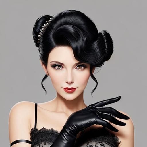 Elegant Woman with Opera Gloves and Updo