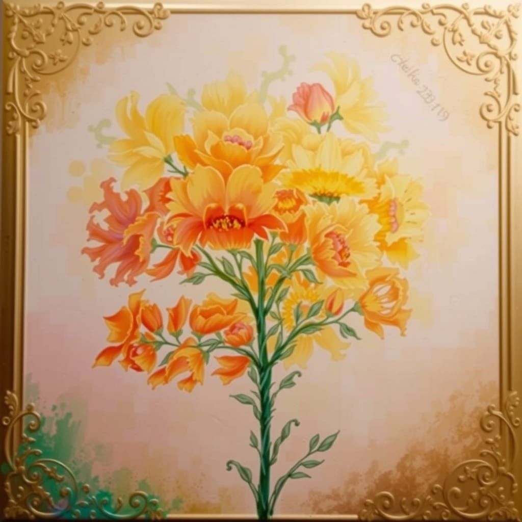 Vibrant Impasto Floral Painting with Textured Brushstrokes