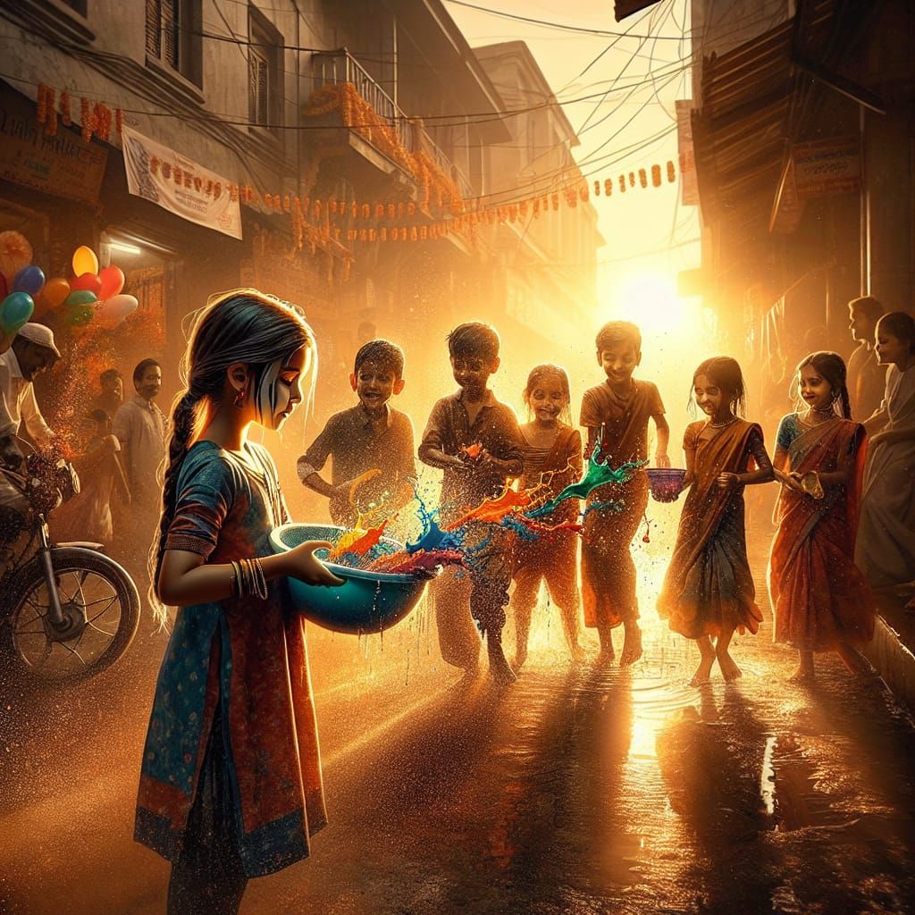 Diwali Celebration in Bangalore: Hyperrealistic Splash Art
