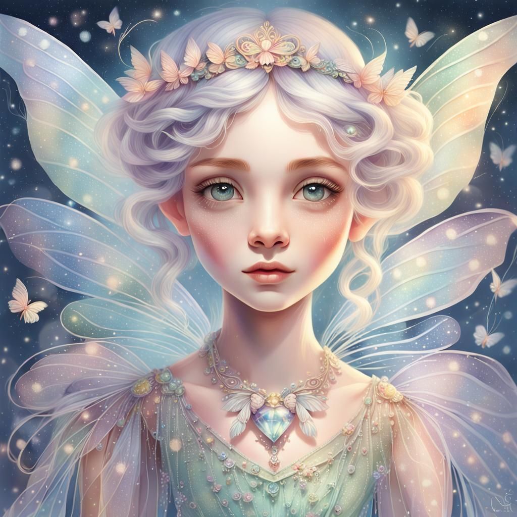 Prismatic Fairy Portrait in Magical Realism Style