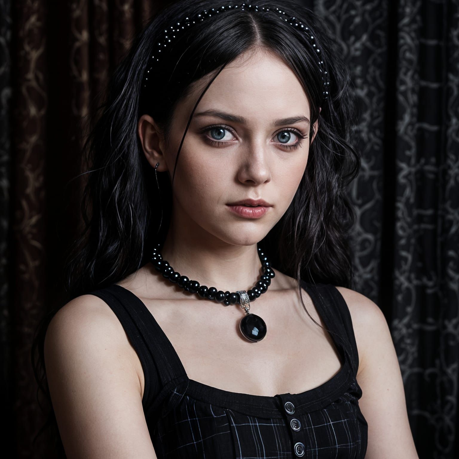 Gothic Lolita Girl in Elegant Black Attire