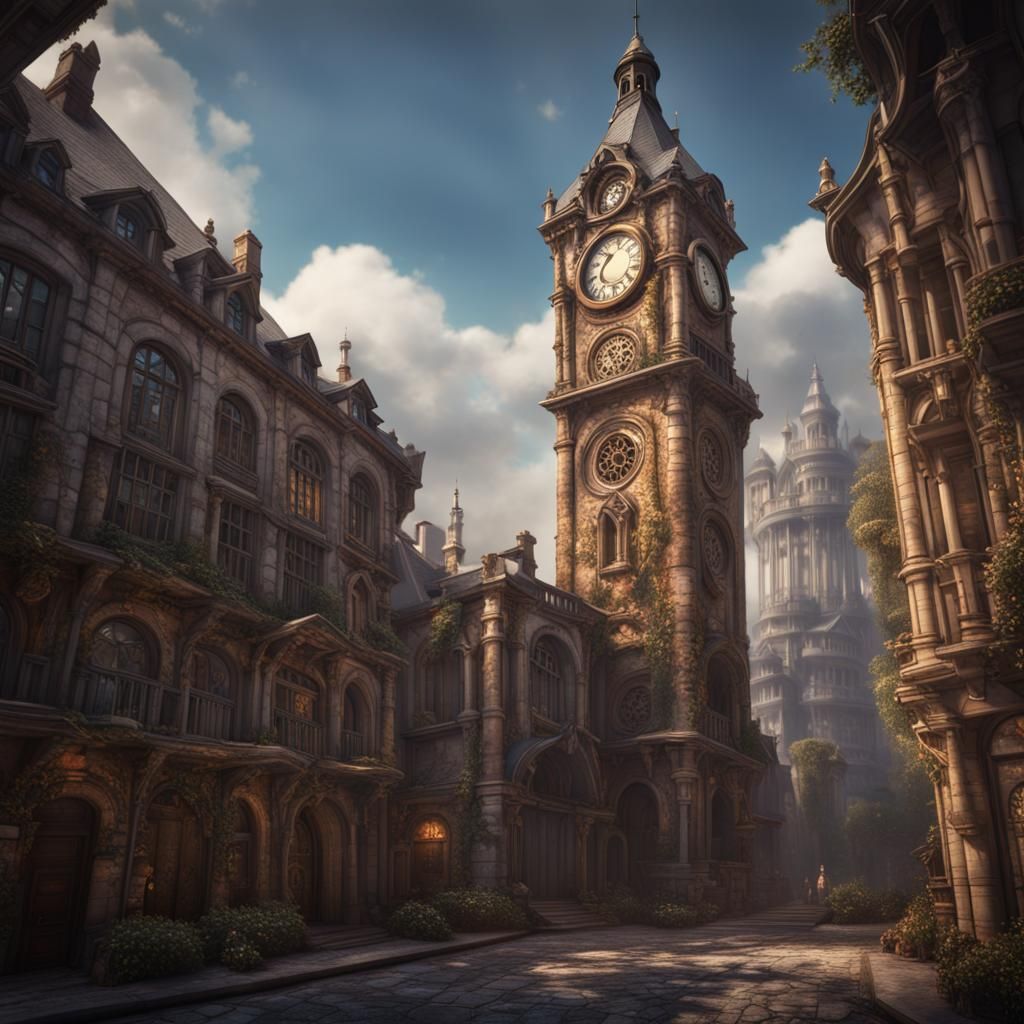 Giant Clock Tower Matte Painting in Unreal Engine