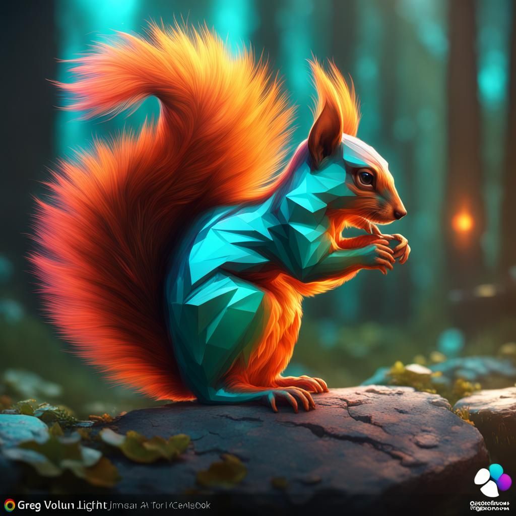 Rainbow Squirrel Concept Art in 8K Resolution