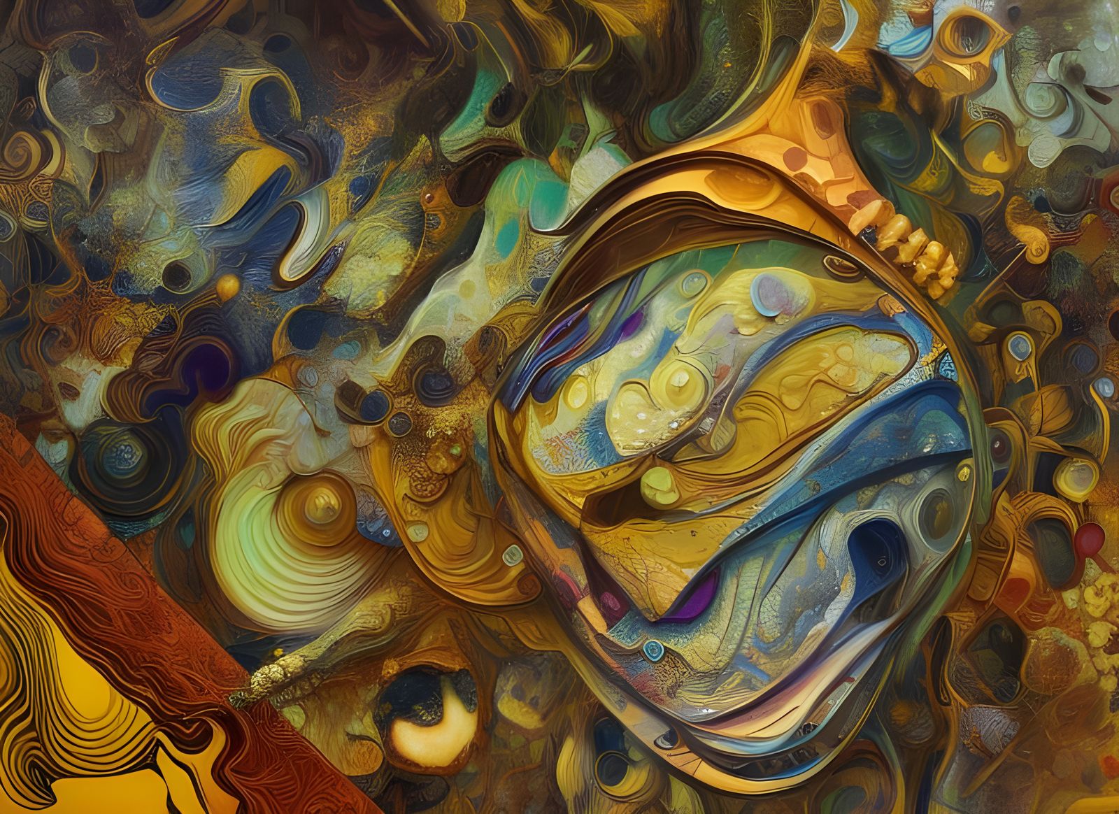 Intricate Abstract Fractal Painting with Geometric Design