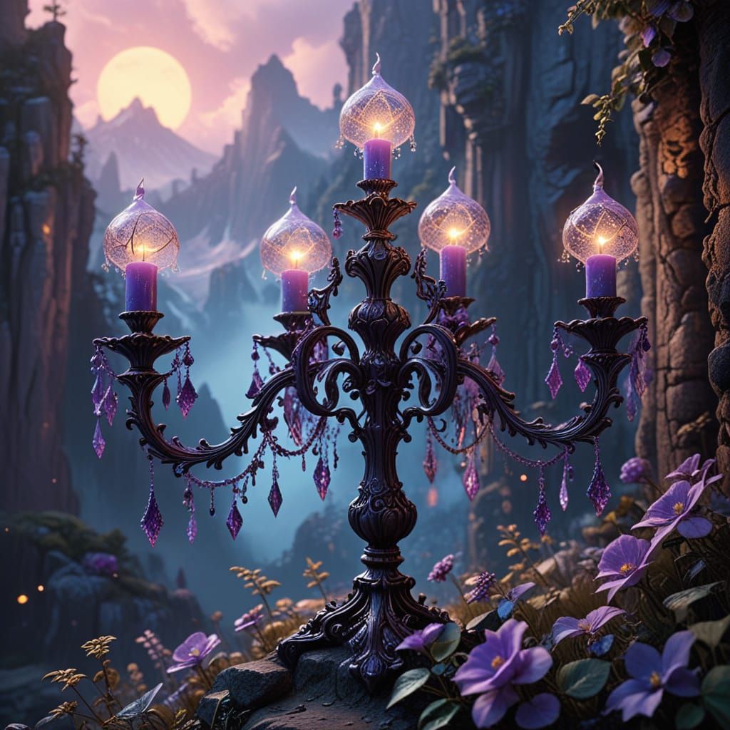 Ethereal Sunset Candelabra in Lace and Fabric, Inspired by M...