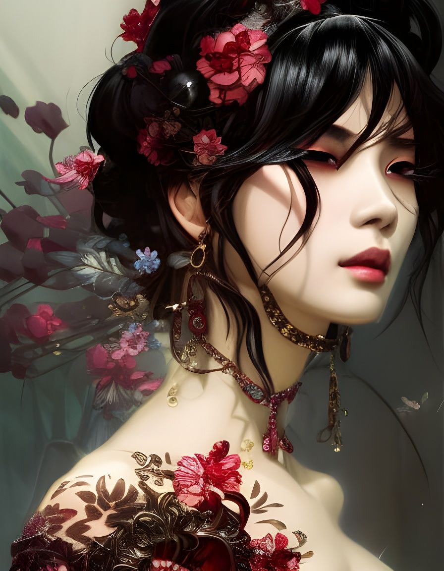 Sin City Portrait in Hokusai Style