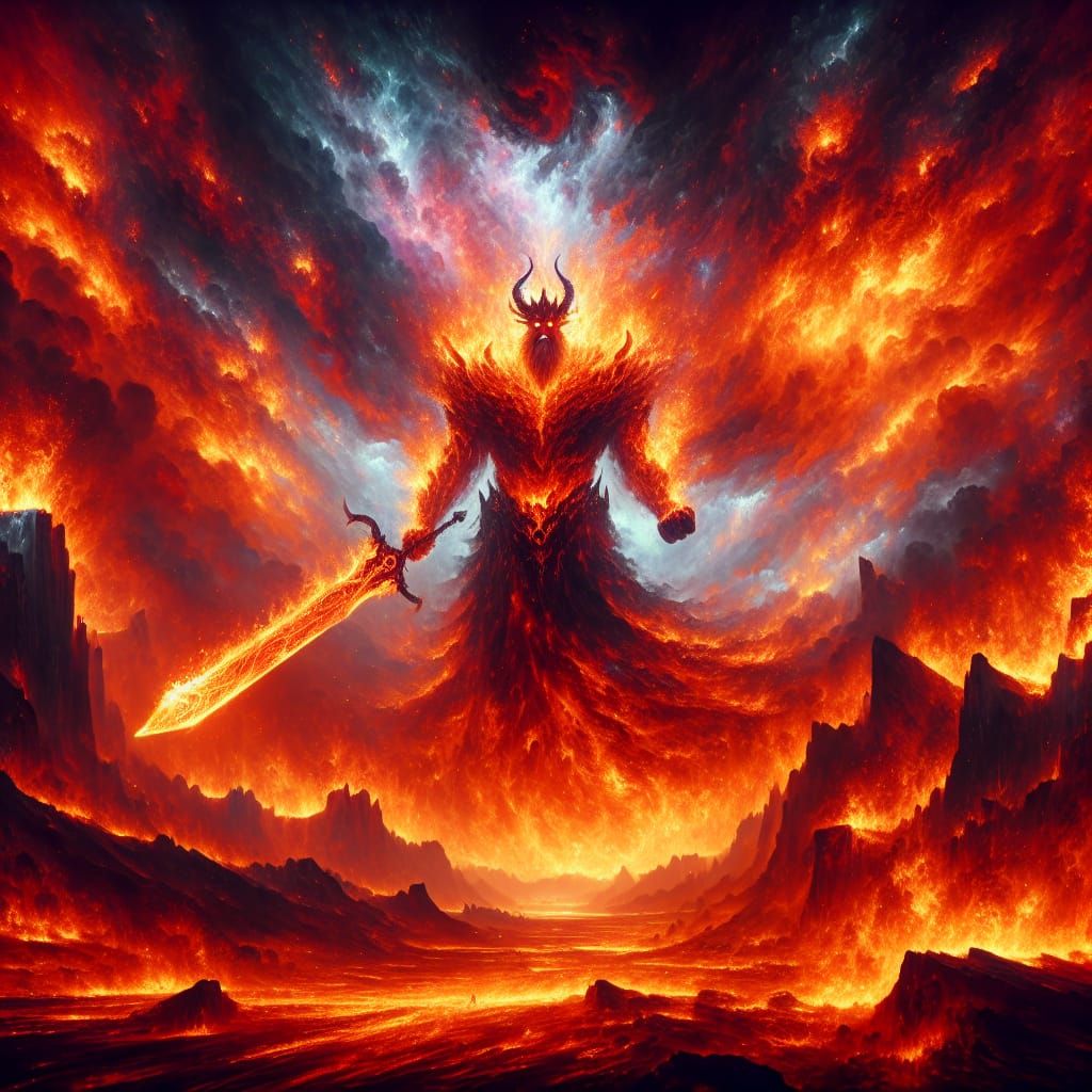 Surtr the Fire Giant in Expressionistic Style