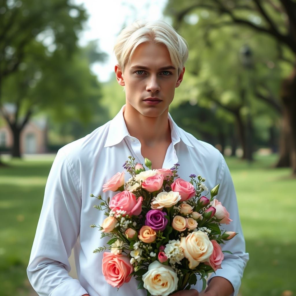 Handsome Young Wizard in a Park