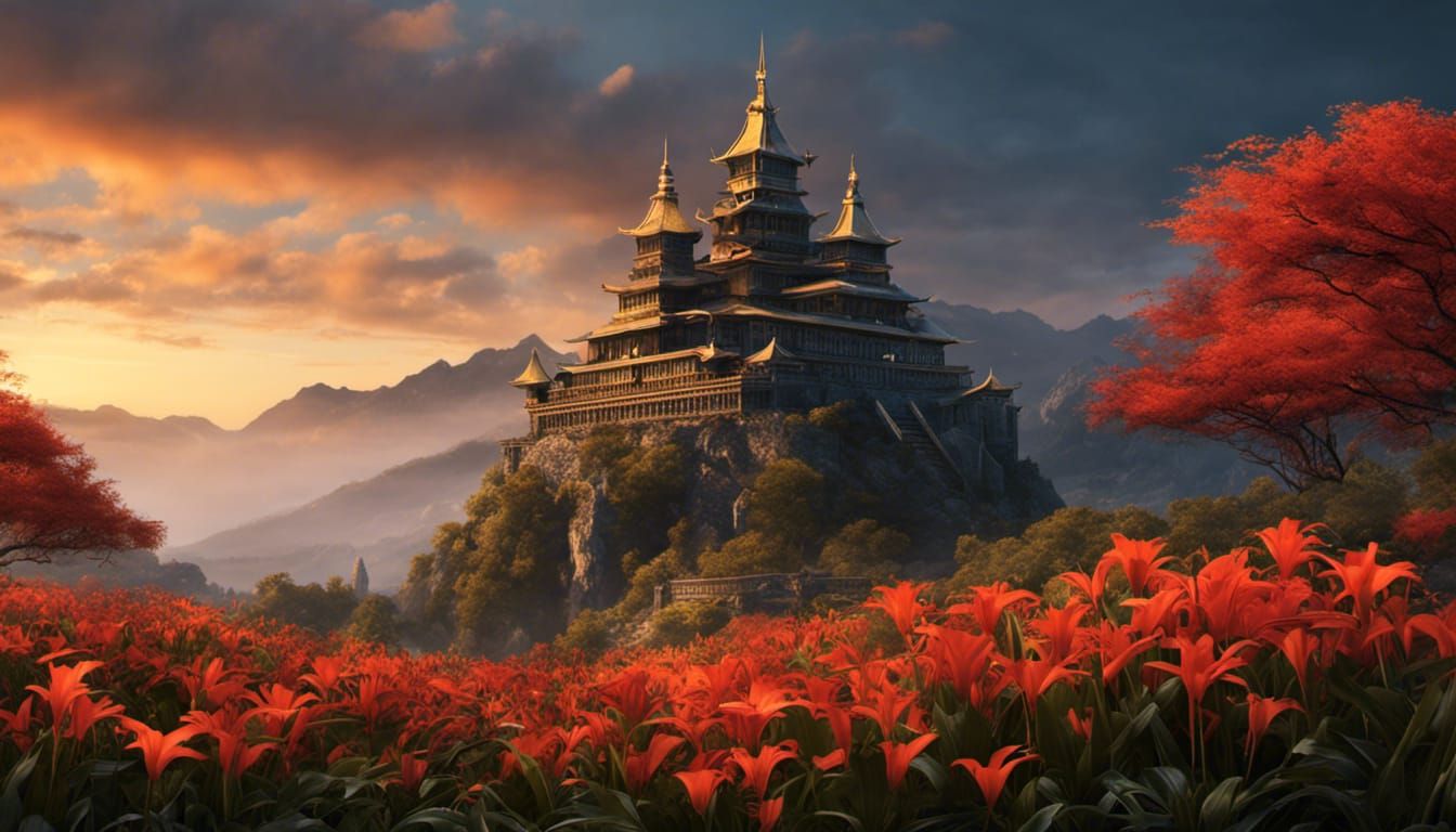 Fantastical Fox with Tiger Lilies in Film Noir