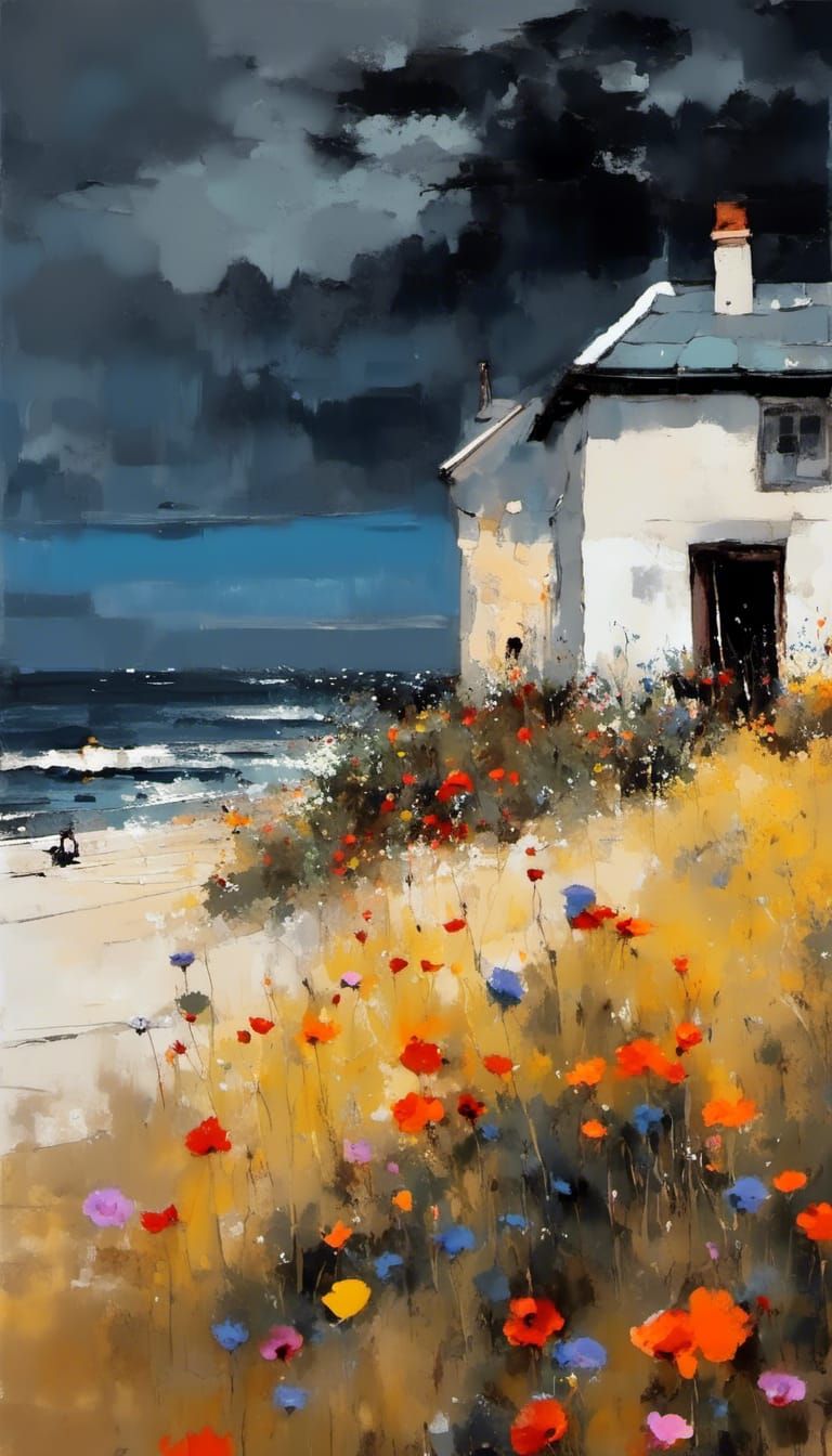 Bright Floral Duplication in Artistic Mashup