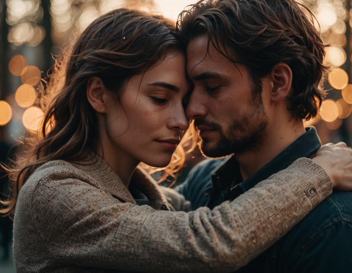 Cinematic Close-Up of People Hugging