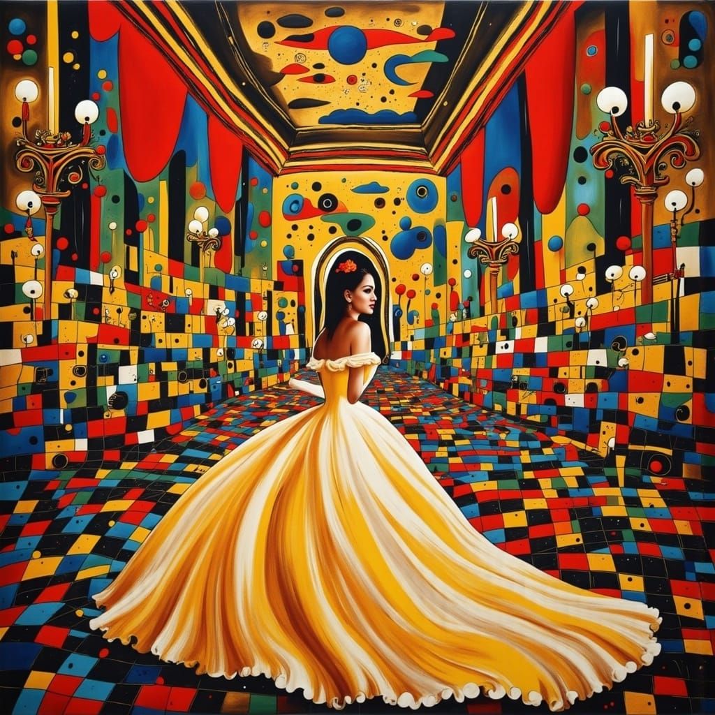 Opulent Ballroom Scene in Beksiński Style