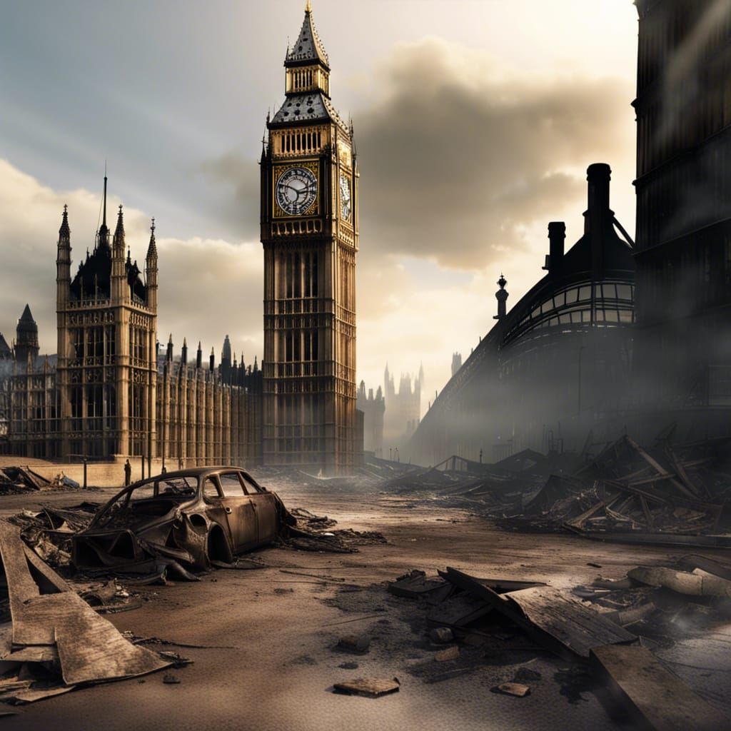 Post-Apocalyptic Ruins of Big Ben Reclaimed by Nature