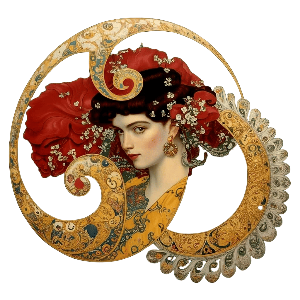 Fractal Art in Klimt and Mucha Style