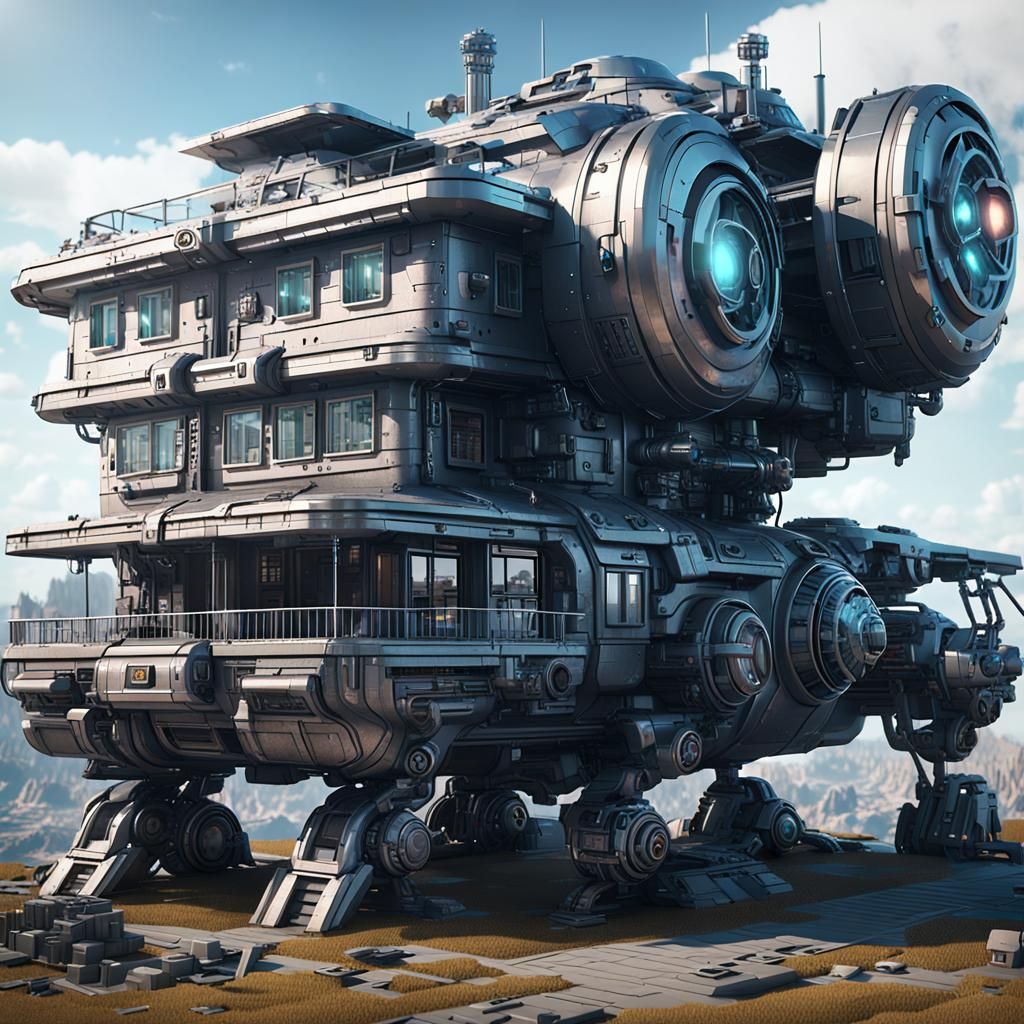 Futuristic House Over Vintage Village in 8K