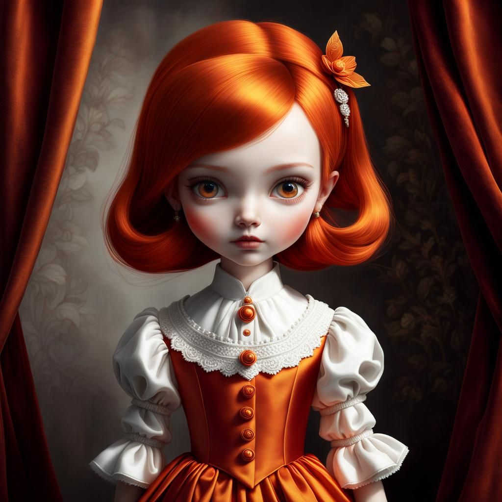 Orange and White Portrait in Storybook Style