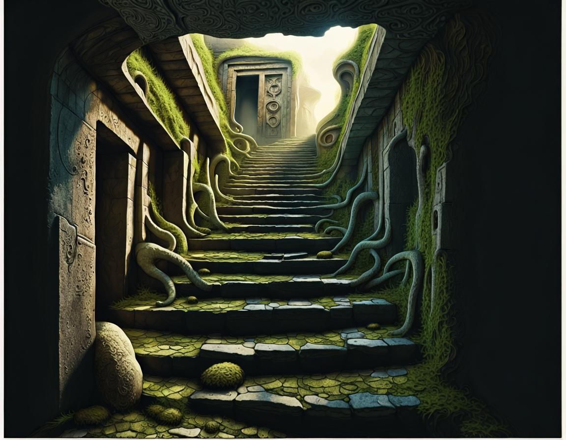 Moebius-Inspired Alien Entrance to Ancient Ruins