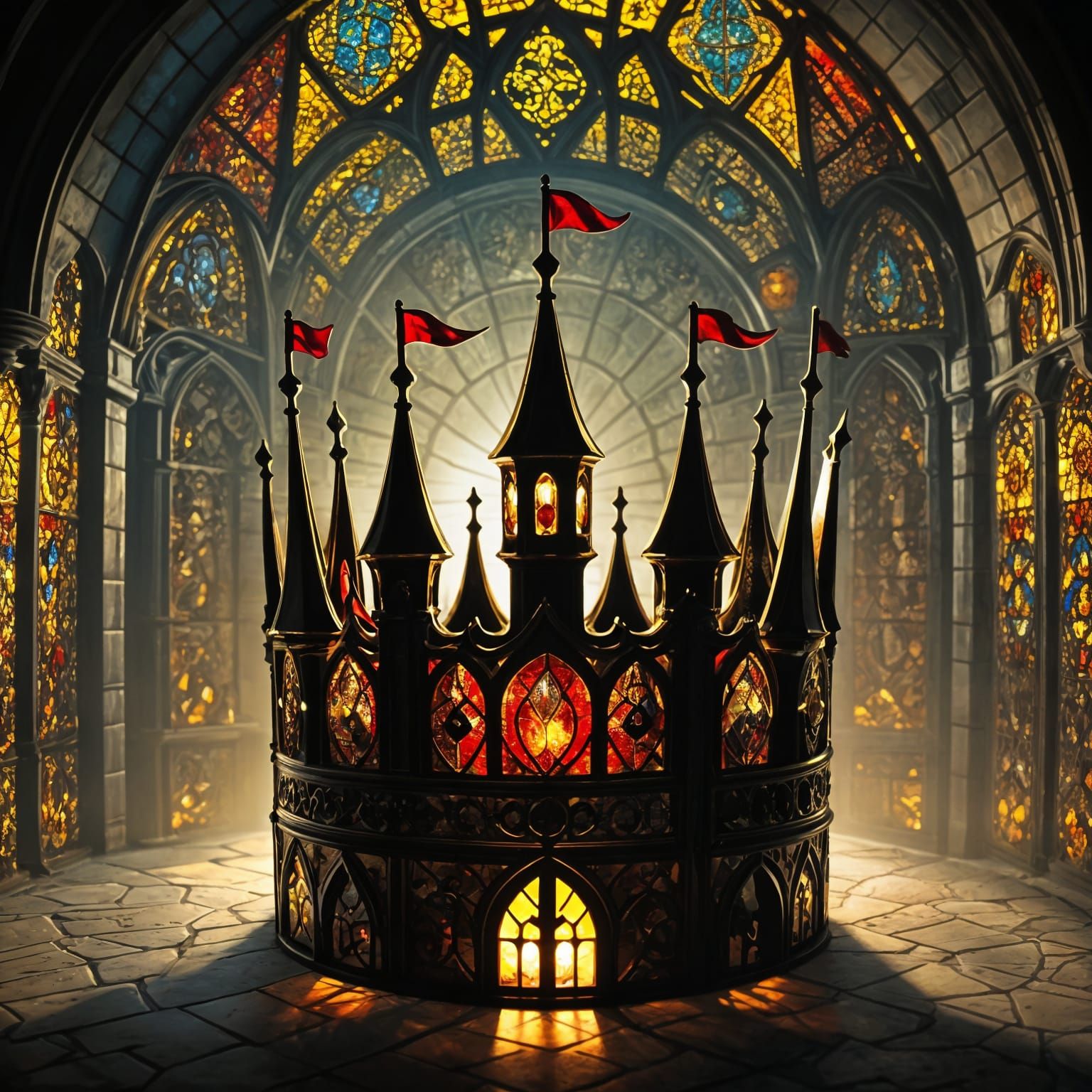 Regal Medieval Crown in a Castle Throne Room