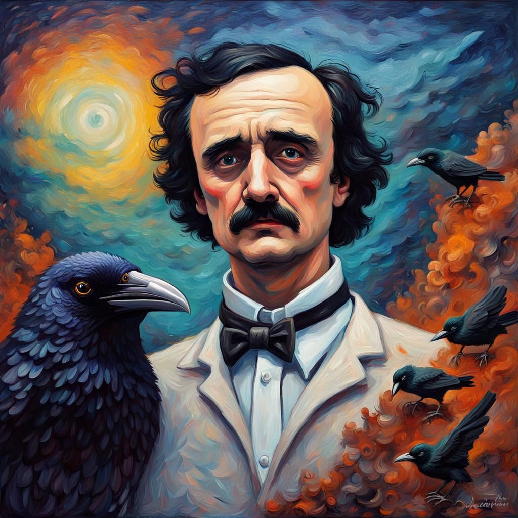 Poe as Starship Pilot in Neo-Impressionist Style