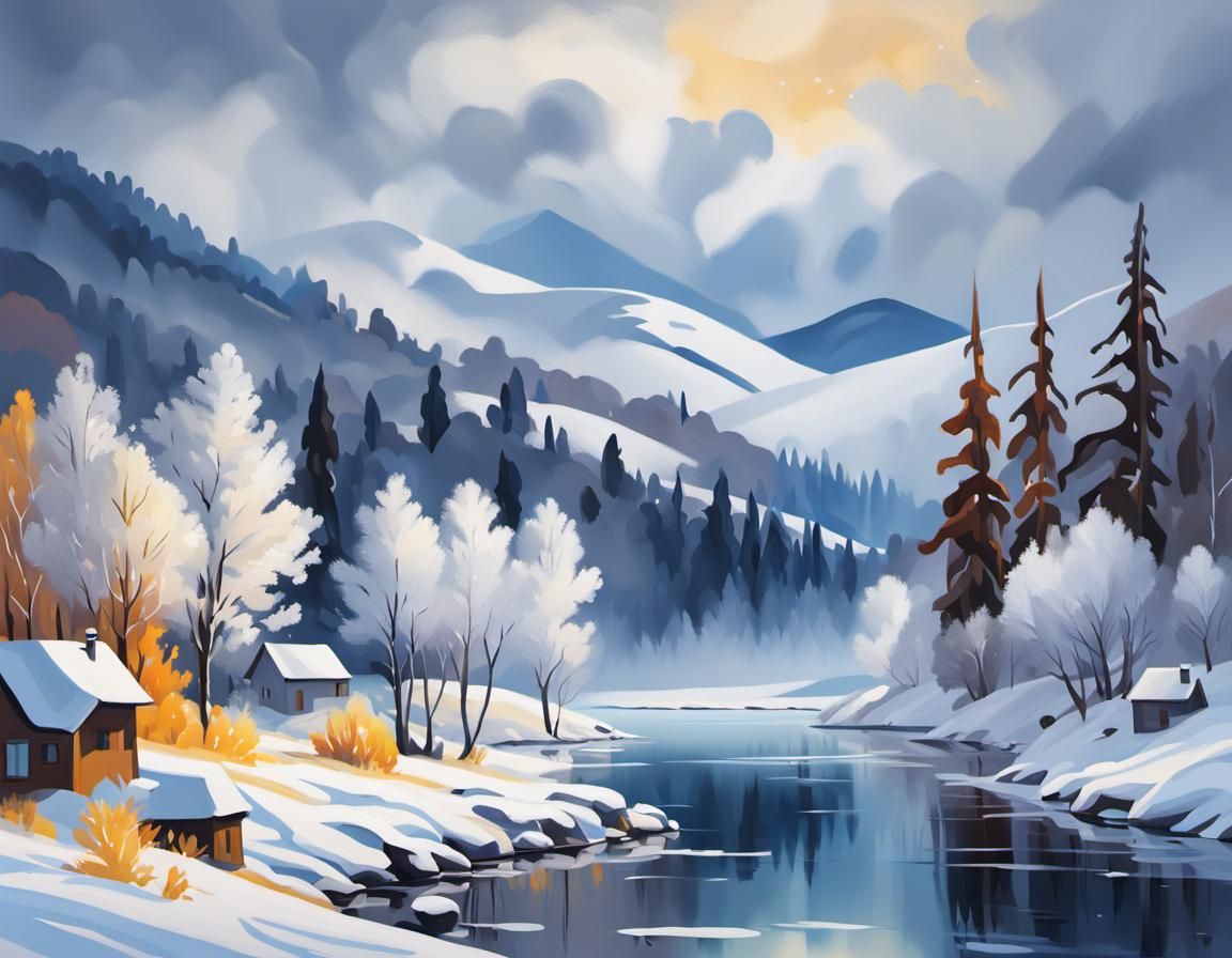 Fauvist Winter Wonderland in Vibrant Colors